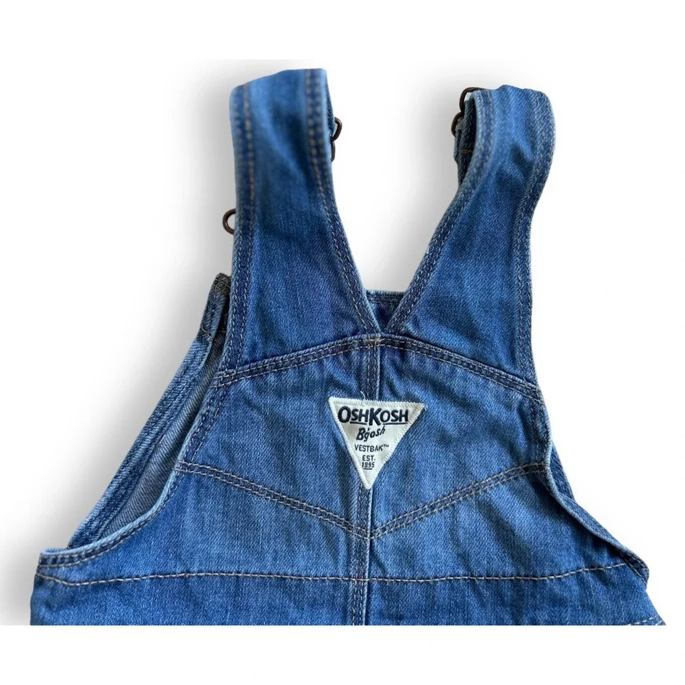 OshKosh B'gosh Overall Dress Striped Flower Eyelet Lace Ruffle Dress 2T